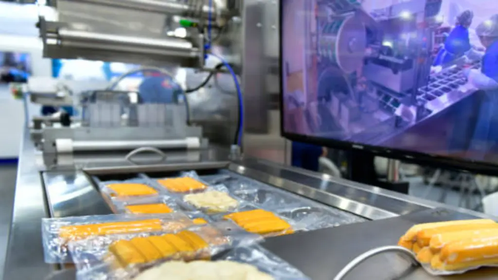 Automatic food production line on conveyor belt equipment machinery in factory