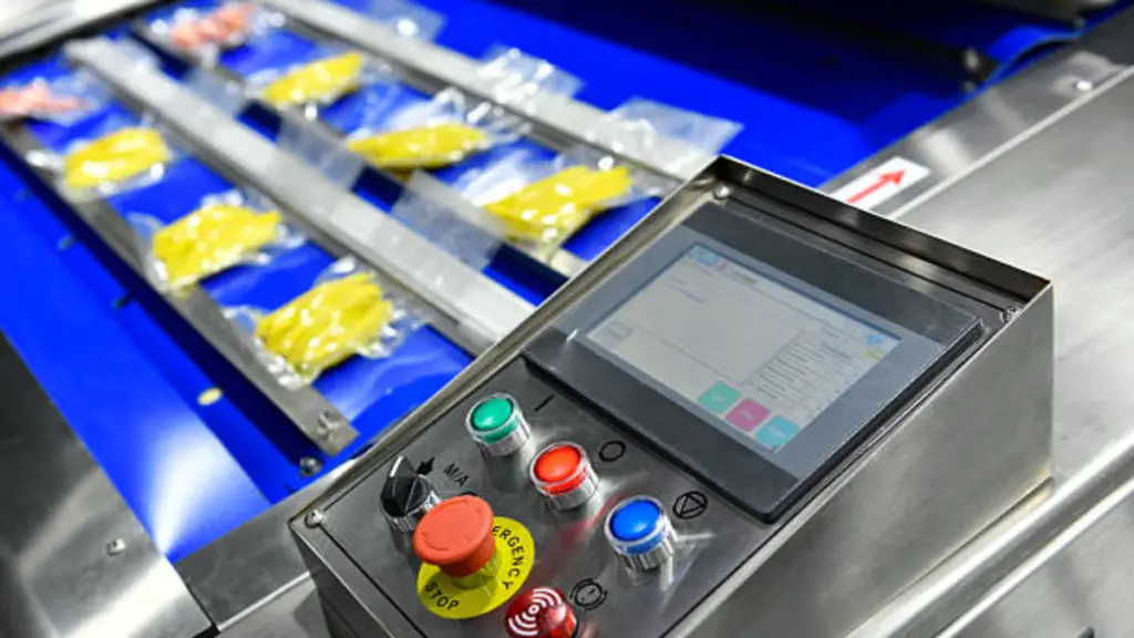 Control panel of industrial machine are wrap food products food in production lines