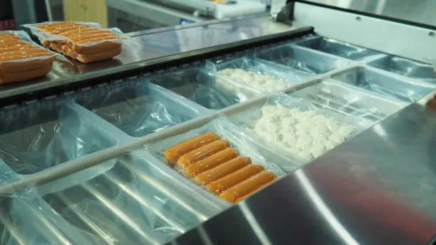 Thermoforming vacuum and MAP packaging line for meat and dairy products